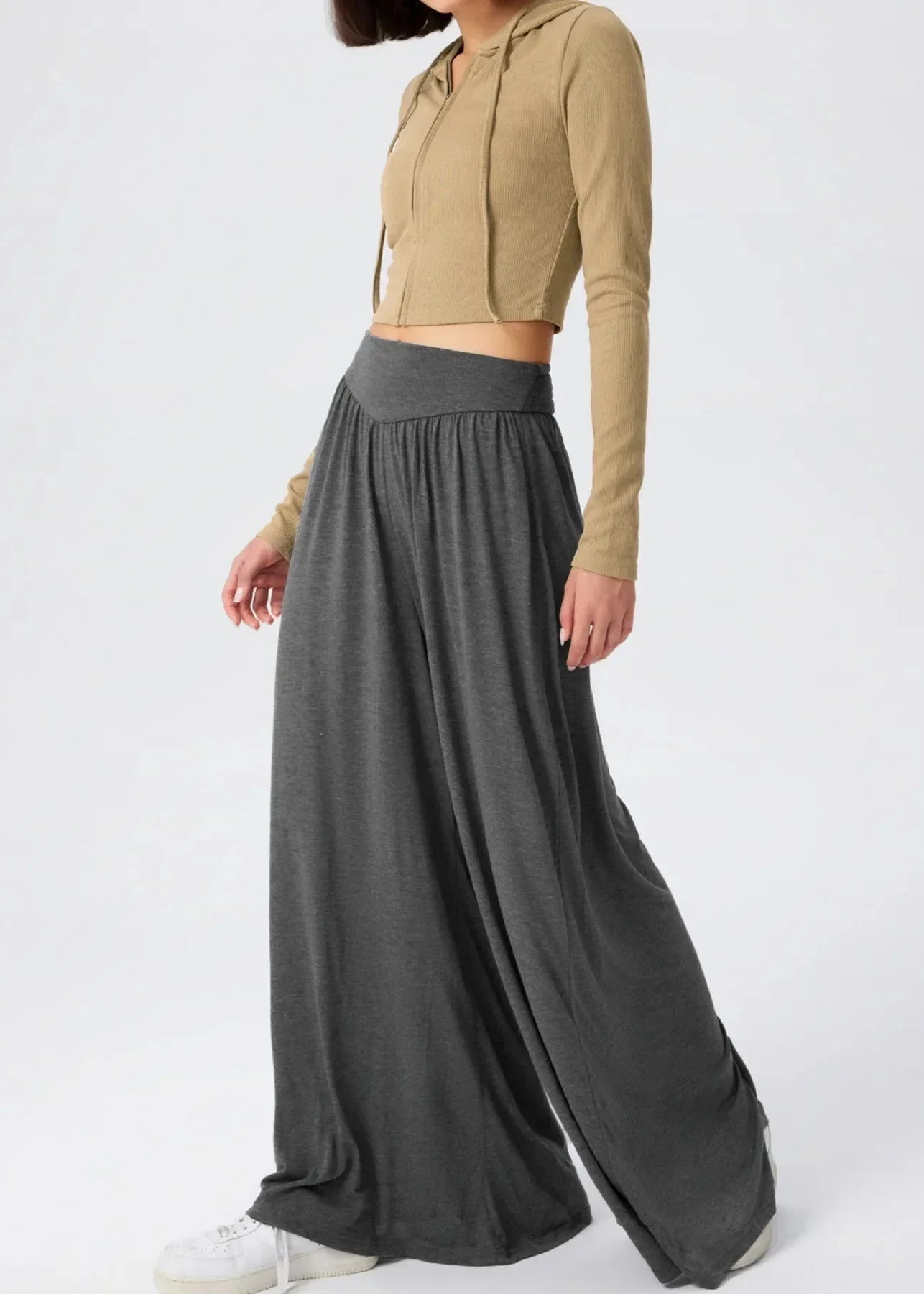 Damen Weite Hose mit Smockbund