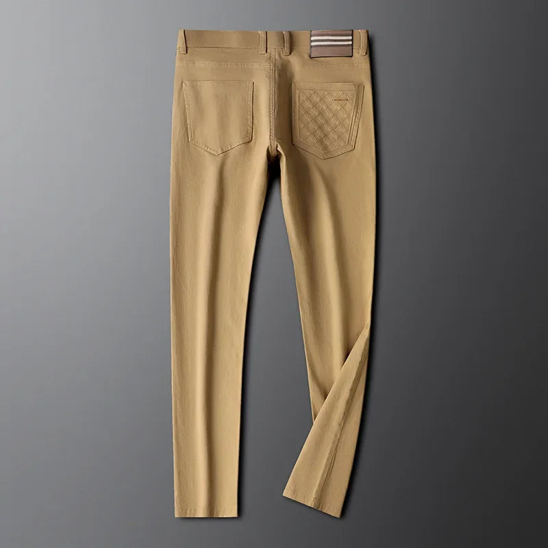 Men's Cotton Pants Structured Waist Diamond Pockets
