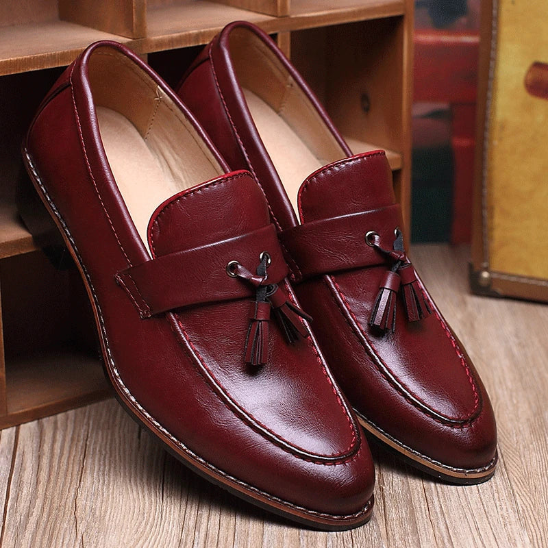 Herren Loafer Slip On Doppelquaste Satin Optik Glänzendes Obermaterial