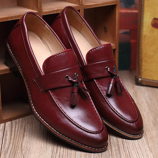Herren Loafer Slip On Doppelquaste Satin Optik Glänzendes Obermaterial