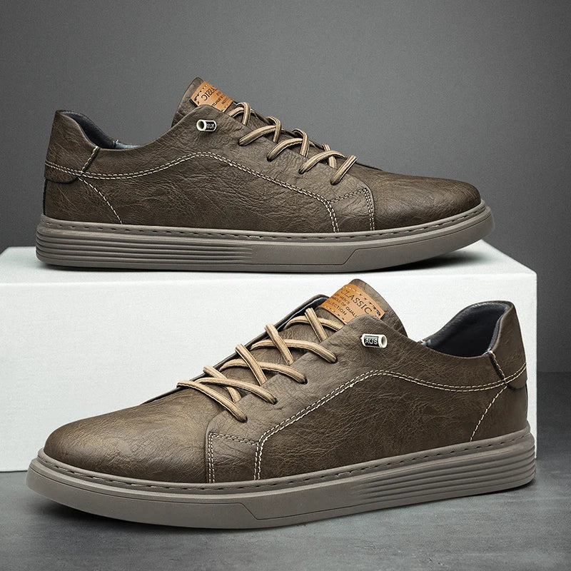 Men's Sneakers with Stitched Upper and Clear Silhouette