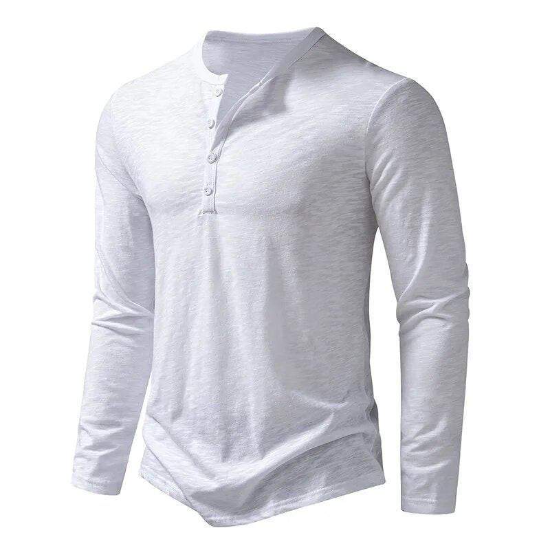 Herren Henley Shirt mit Schmaler Passform und Langarm