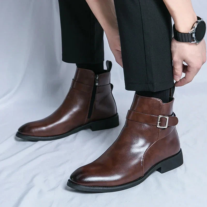 Herren-Chelsea-Boots mit seitlichem Reißverschluss und Gummiaußensohle