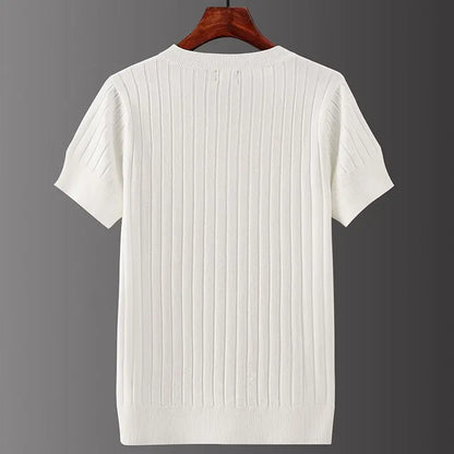 Herren Strick T-Shirt mit V-Ausschnitt – Klassische Passform