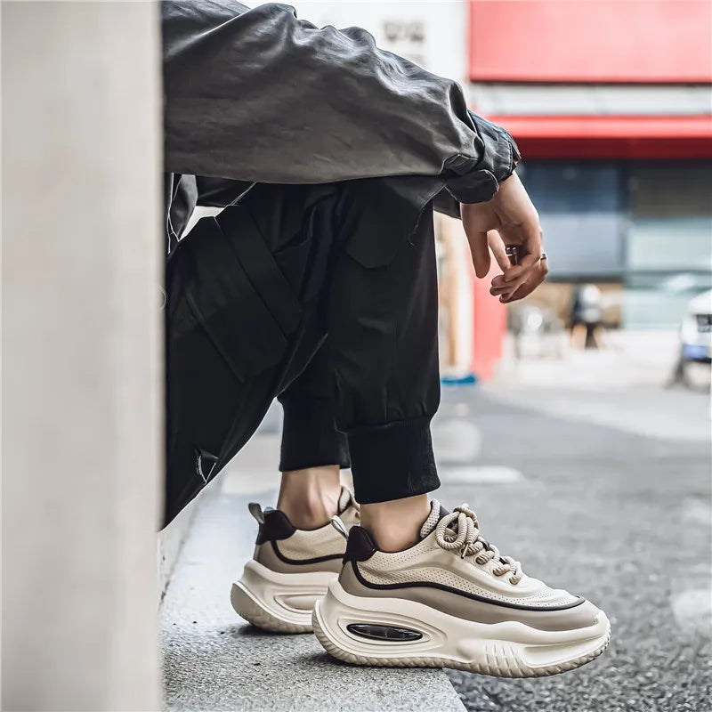 Herren Sneaker Retro Stil Mesh Optik Dicke Sohle Schnürung