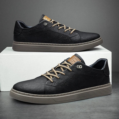 Men's Sneakers with Stitched Upper and Clear Silhouette