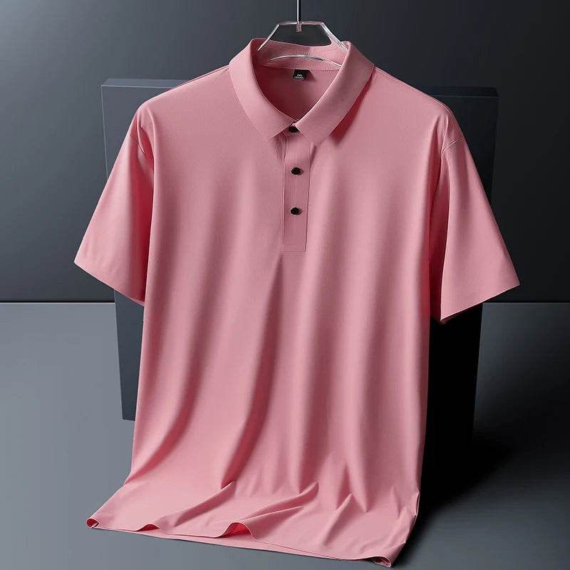 Men's polo shirt with moisture-wicking stretch function and wrinkle-resistant fit