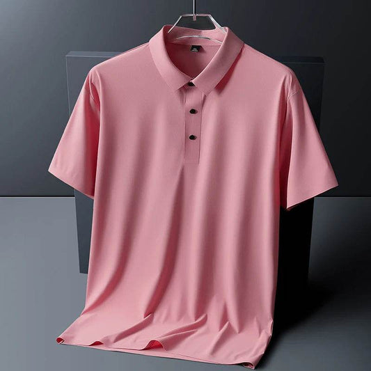 Men's polo shirt with moisture-wicking stretch function and wrinkle-resistant fit