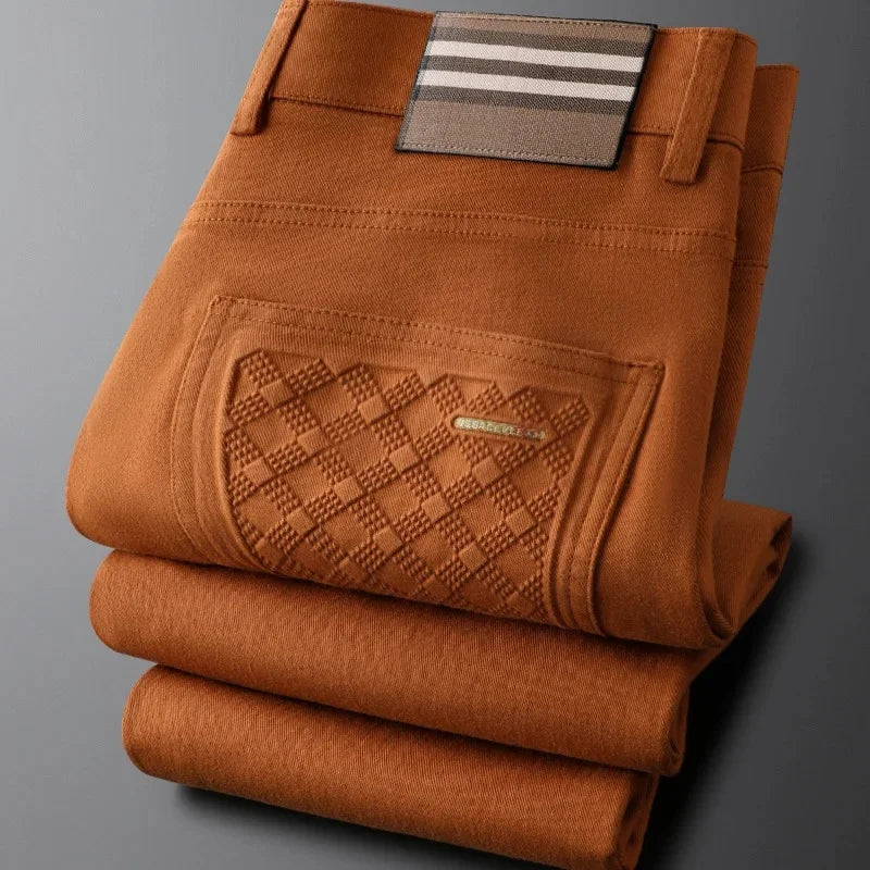 Men's Cotton Pants Structured Waist Diamond Pockets