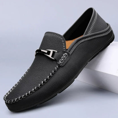 Herren-Loafer mit Metallic-Bit-Akzent und Gummiaußensohle