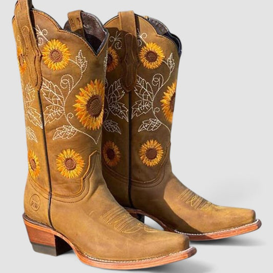 Damen-Westernstiefel mit orthopädischer Innensohle, Blockabsatz und rutschfester Laufsohle