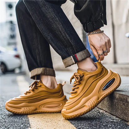 Herren Sneaker Retro Stil Mesh Optik Dicke Sohle Schnürung