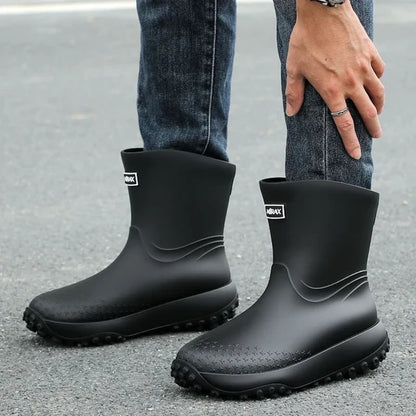 Herren-Regenstiefel mit markanter Profilsohle für nasses Wetter