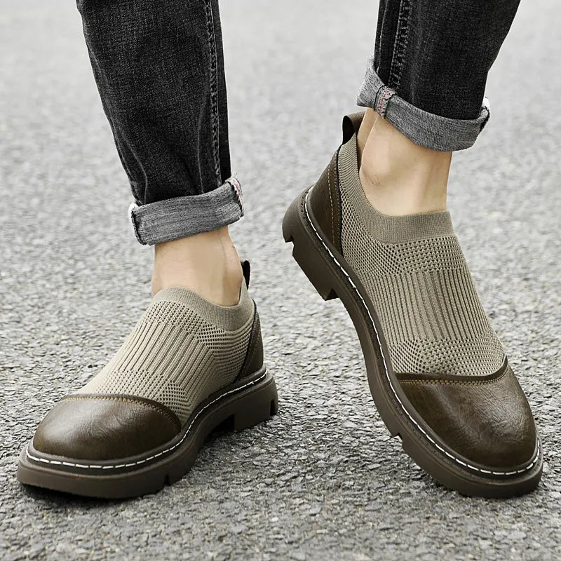 Herrenschuhe, Handgefertigt, Obermaterial Aus Mesh, Strapazierfähige Sohle