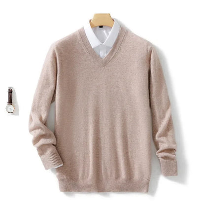Men's Sweater V-Neck Lightweight Knit Design Ribbed Hem