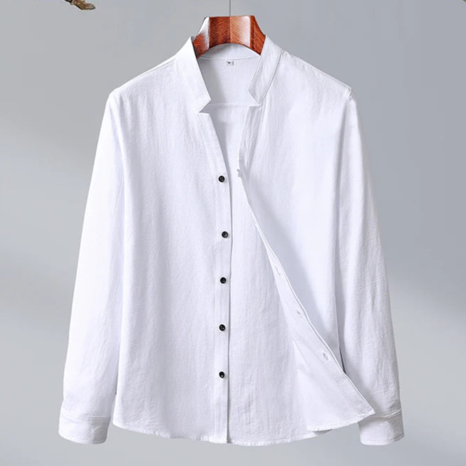 Herren Sommerhemd Stehkragen Angepasste Passform