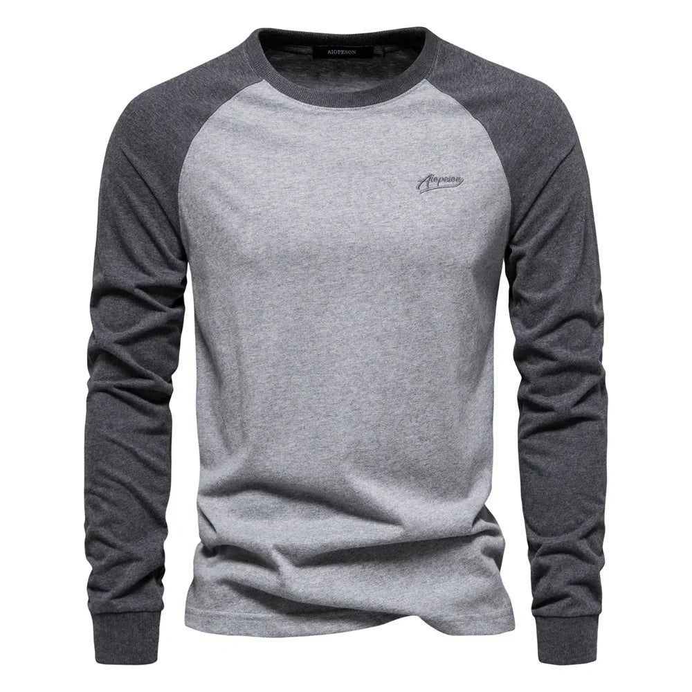 Men's Autumn Long-Sleeve Shirt with Raglan Sleeves and Slim Fit