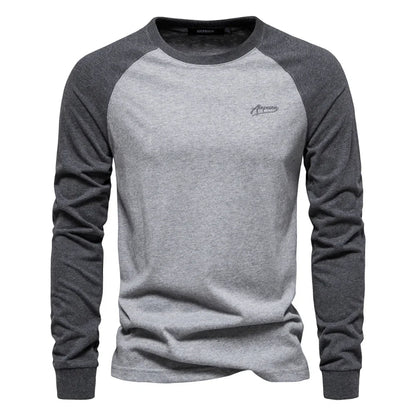 Men's Autumn Long-Sleeve Shirt with Raglan Sleeves and Slim Fit