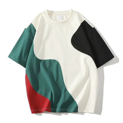 Men's shirt with color-block panels and medium drape