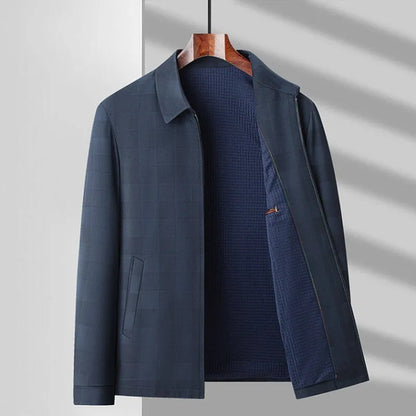 Herren Frühlingsjacke Mit Reißverschluss Kariertes Muster Mit Großen Taschen