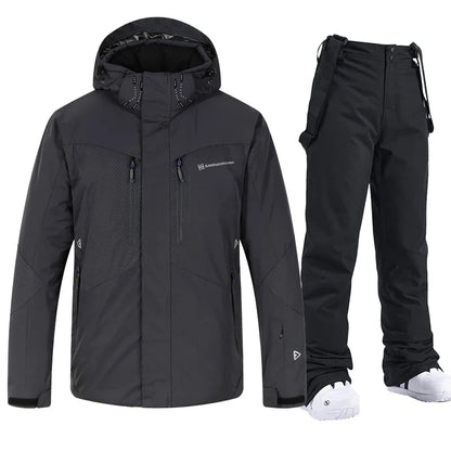 Herren Winter Skianzug Wasserdichte Schneejacke Mit Kapuze Und Weiten Hosen