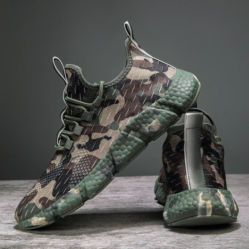 Men's Sneakers Breathable Mesh Camouflage Design Thick Sole