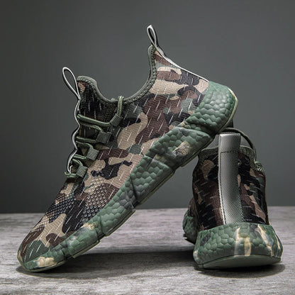Men's Sneakers Breathable Mesh Camouflage Design Thick Sole