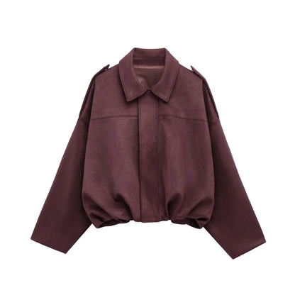 Damen Oversize Jacke Mit Wildleder Optik