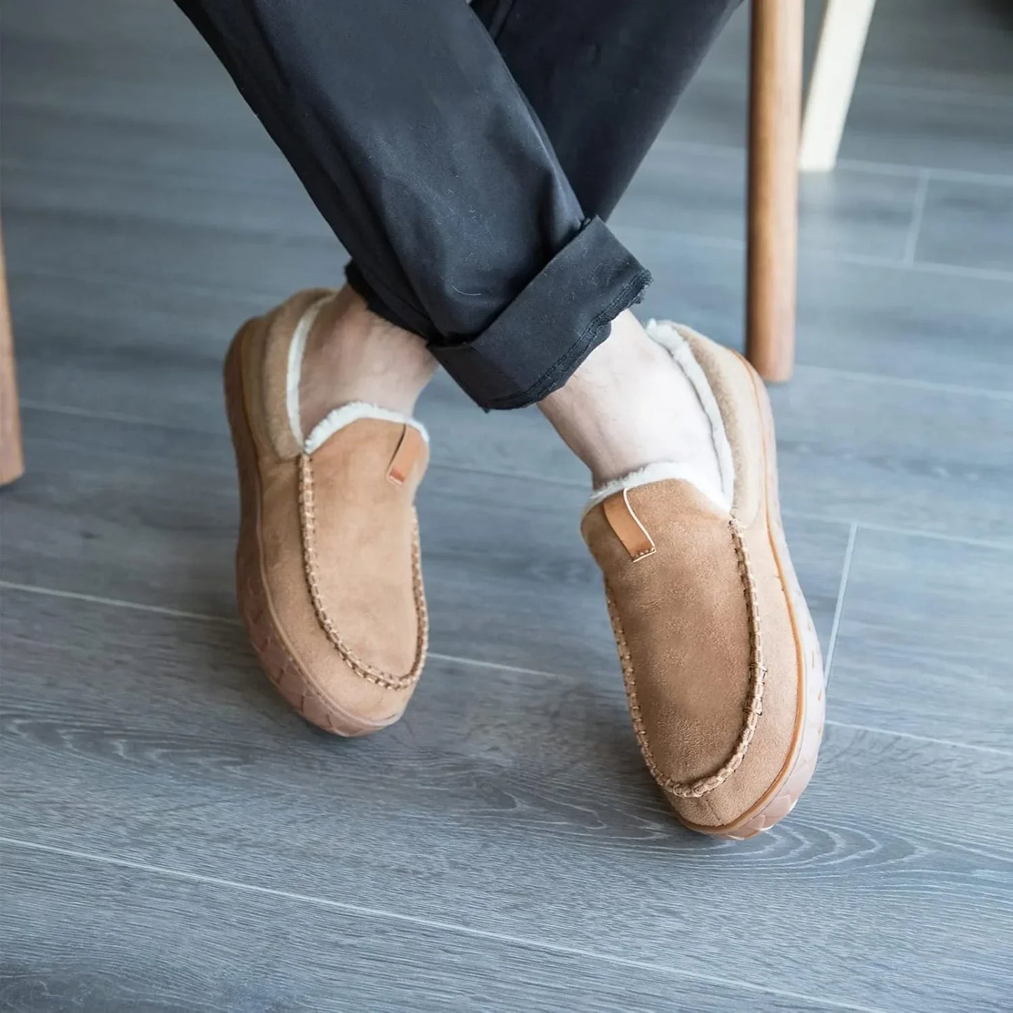 Men's Autumn Slip-On Shoes with Plush Lining, EVA Sole, and Non-Slip Outsole