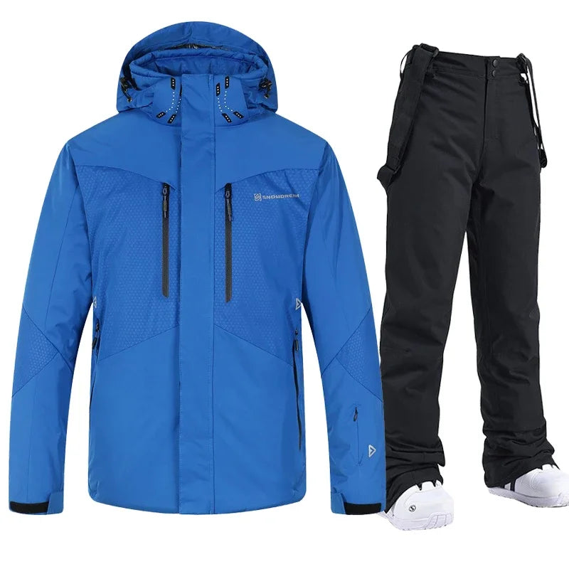 Herren Winter Skianzug Wasserdichte Schneejacke Mit Kapuze Und Weiten Hosen