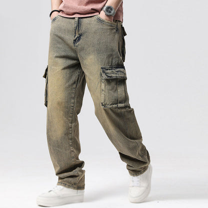 Herren Cargo Jeans aus Denim – Lockerer Schnitt Mehrere Taschen