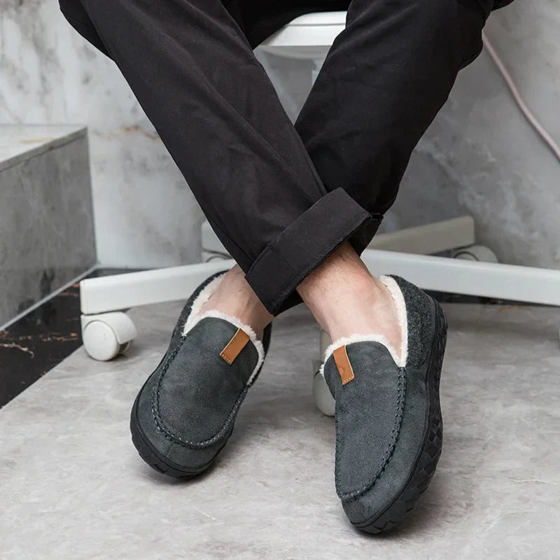 Men's Autumn Slip-On Shoes with Plush Lining, EVA Sole, and Non-Slip Outsole