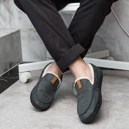 Men's Autumn Slip-On Shoes with Plush Lining, EVA Sole, and Non-Slip Outsole