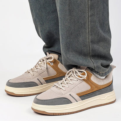 Herren Patchwork-Sneaker mit Gepolsterter Innensohle und Schnürverschluss