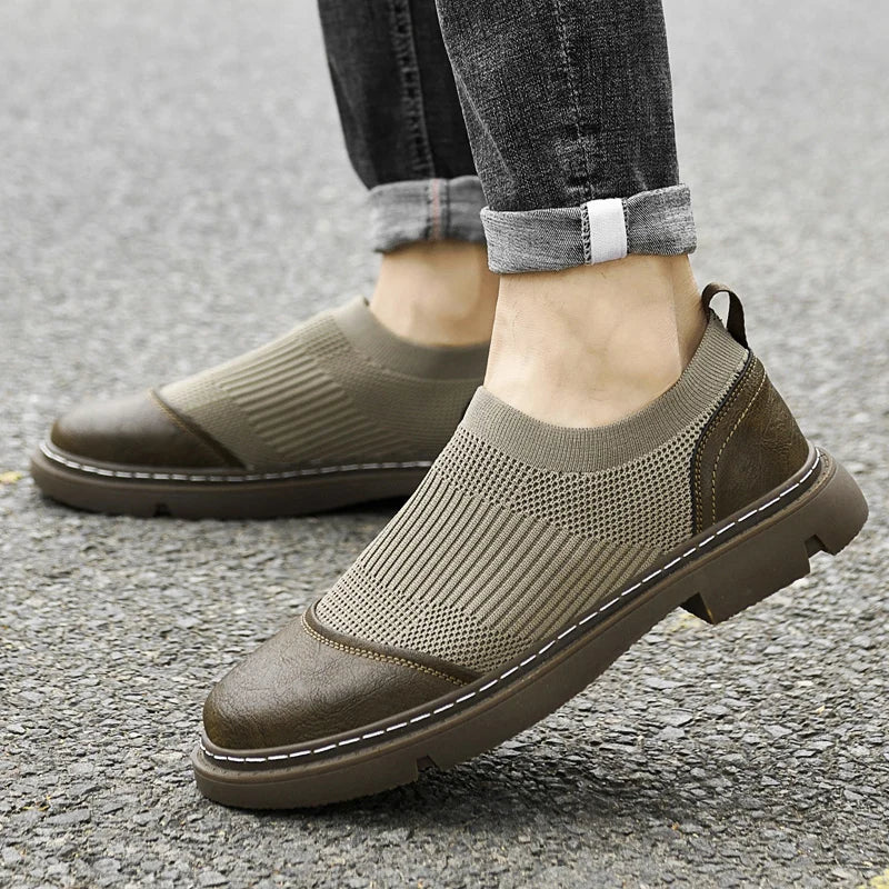 Herrenschuhe, Handgefertigt, Obermaterial Aus Mesh, Strapazierfähige Sohle