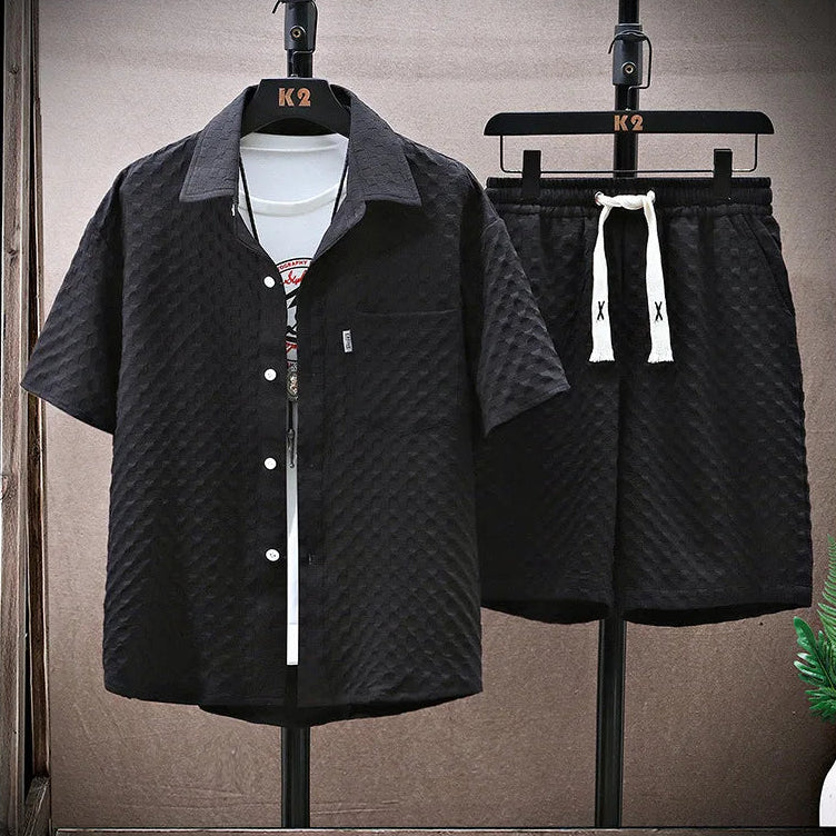 Herren Sommer Set mit Reißverschluss Poloshirt und Shorts