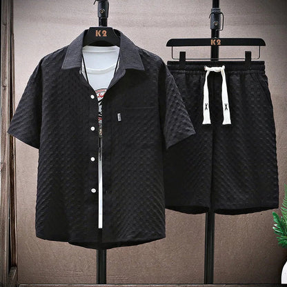 Herren Sommer Set mit Reißverschluss Poloshirt und Shorts