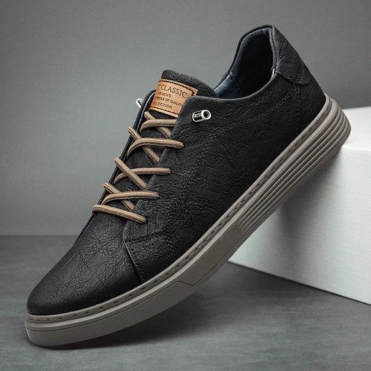 Men's Sneakers with Stitched Upper and Clear Silhouette