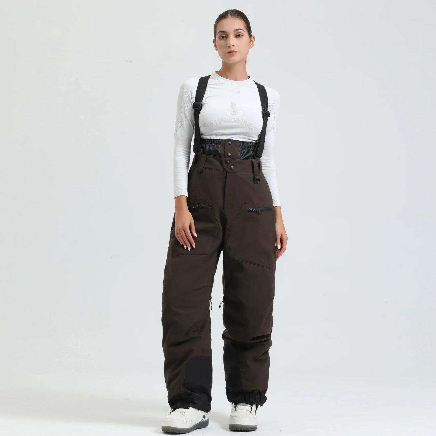Herren Damen Skihose mit Hosenträgern Schneeoverall Wasserdicht -40 Grad Wärme
