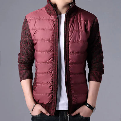 Herren Hybridjacke Mit Steppkörper Und Strickärmeln