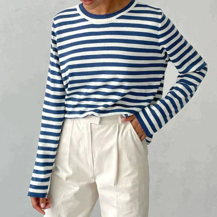 Women's Long Sleeve Knit Top Loose Fit Versatile – Cotton Blend