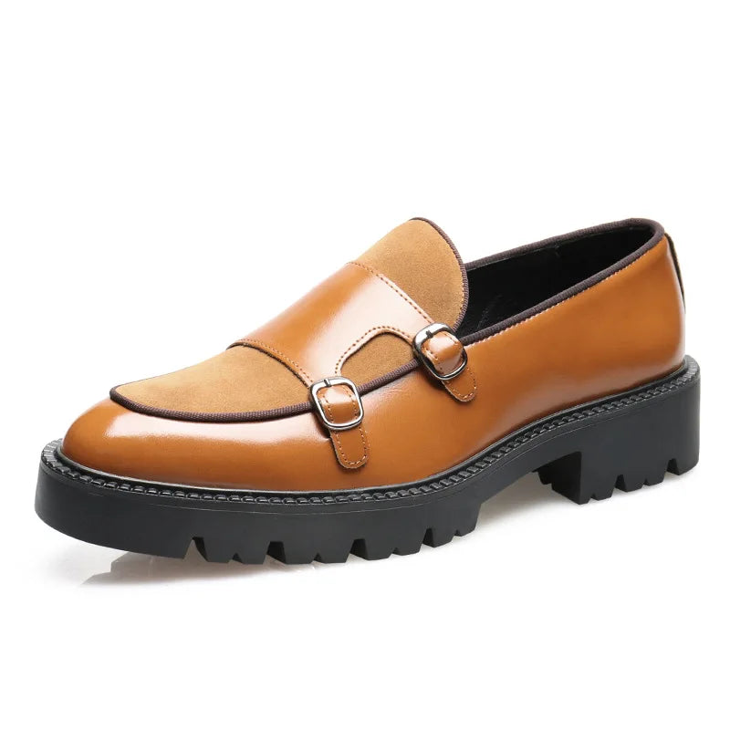 Herren-Loafer mit Doppelriemen und massiver Gummisohle