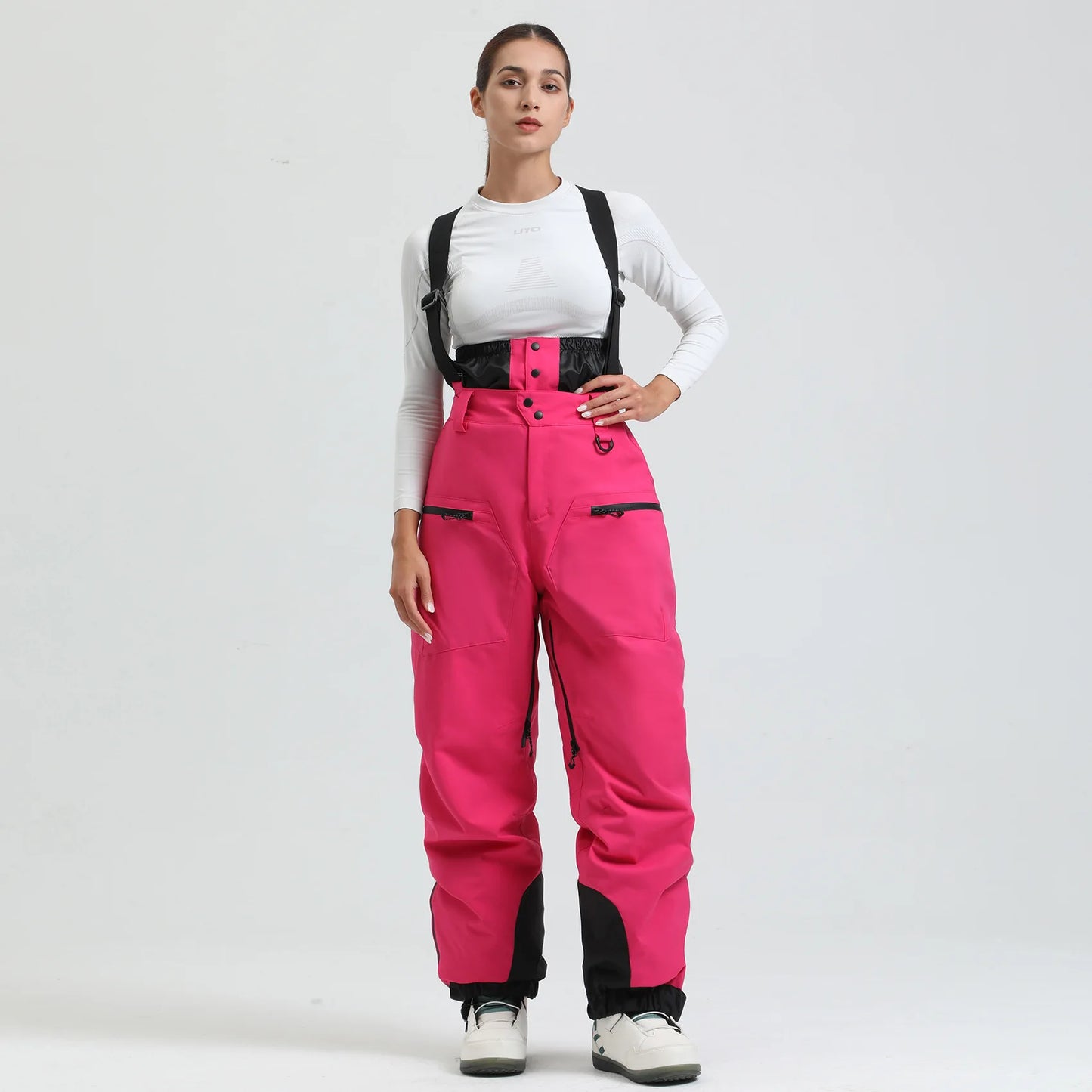 Herren Damen Skihose mit Hosenträgern Schneeoverall Wasserdicht -40 Grad Wärme