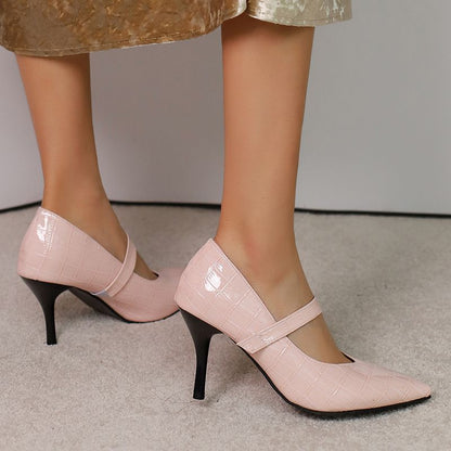 Damen Absatzschuhe Strukturierte Oberfläche Riemen Leichtes Design