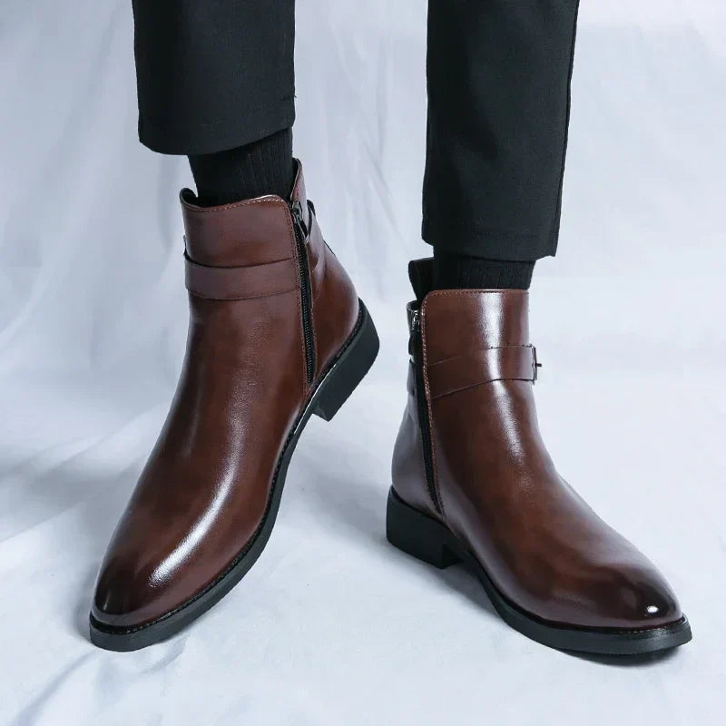 Herren-Chelsea-Boots mit seitlichem Reißverschluss und Gummiaußensohle