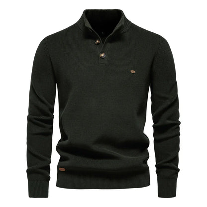 Men's sweater with button design and ribbed edges