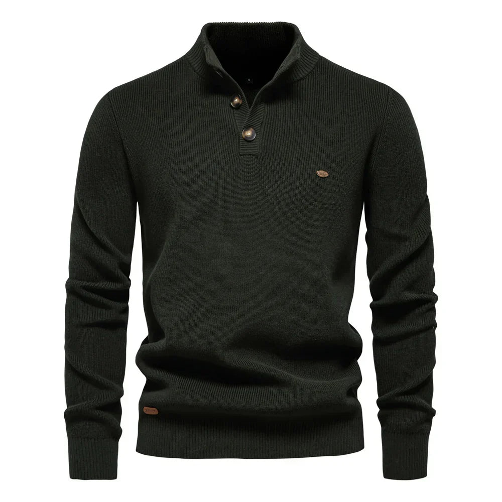 Herren Pullover Mit Knopfleiste Und Rippbündchen