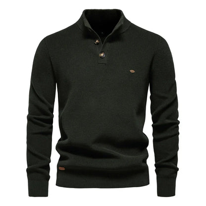 Herren Pullover Mit Knopfleiste Und Rippbündchen