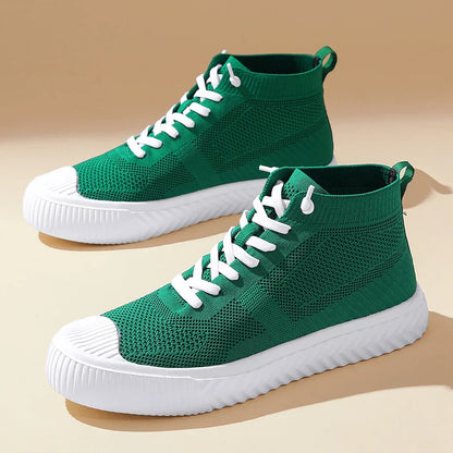 Herren-High-Top-Sneaker Mit Strickobermaterial, Orthopädischer Innensohle Und Ohne Schnürung