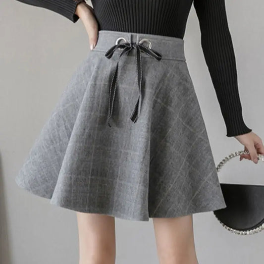 Damen High-Waist Minirock Mit Karomuster Und Elastischem Bund